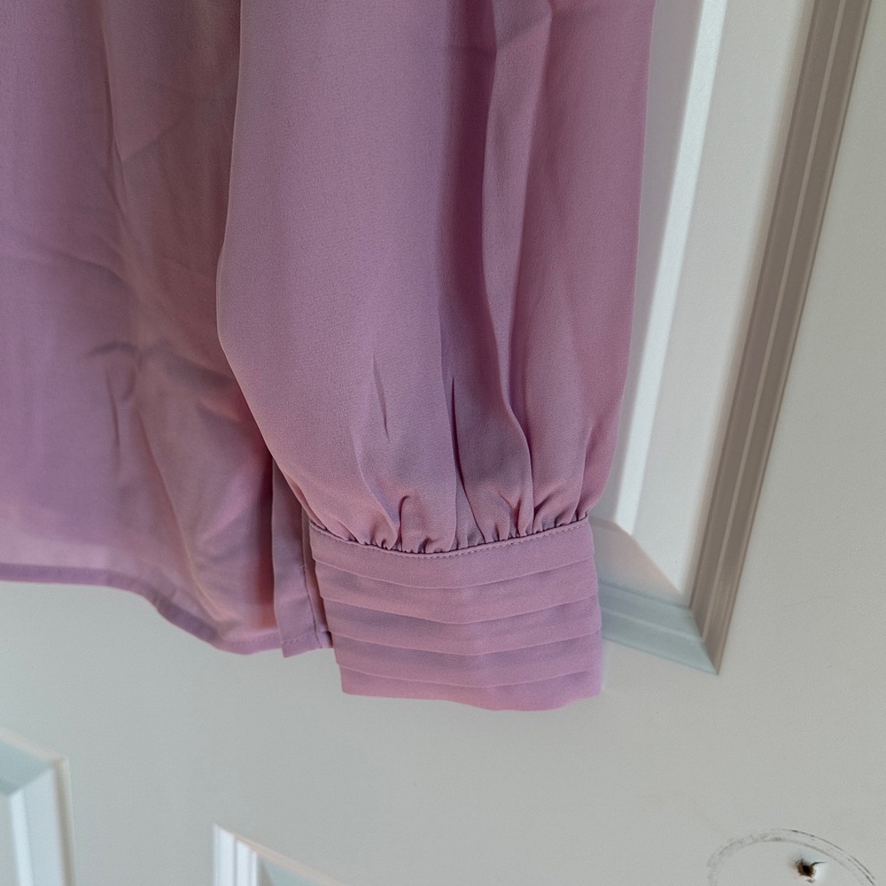 NWT Ann Taylor Shirred Neck Pink/Lavendar Blouse Size medium - Picture 6 of 11